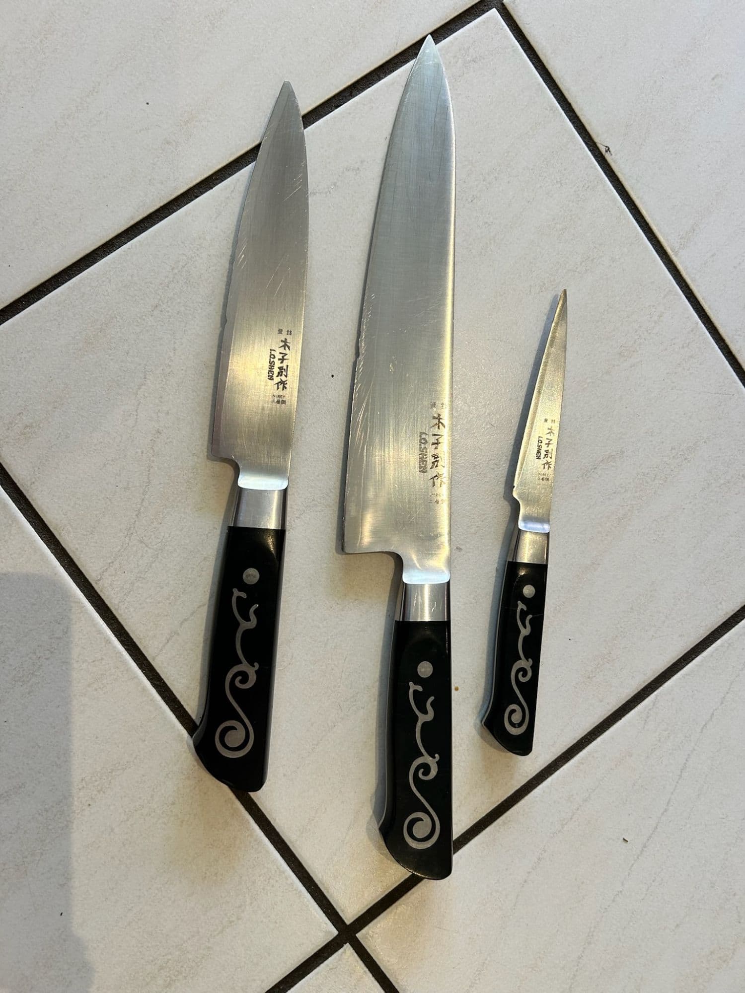 Knife set sharpened for precision cutting.